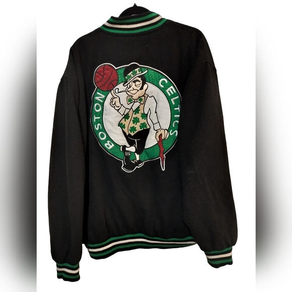 M251) Boston Celtics JH Design Reversible Black Embroidered Logo Wool Jacket 3XL - Picture 4 of 15